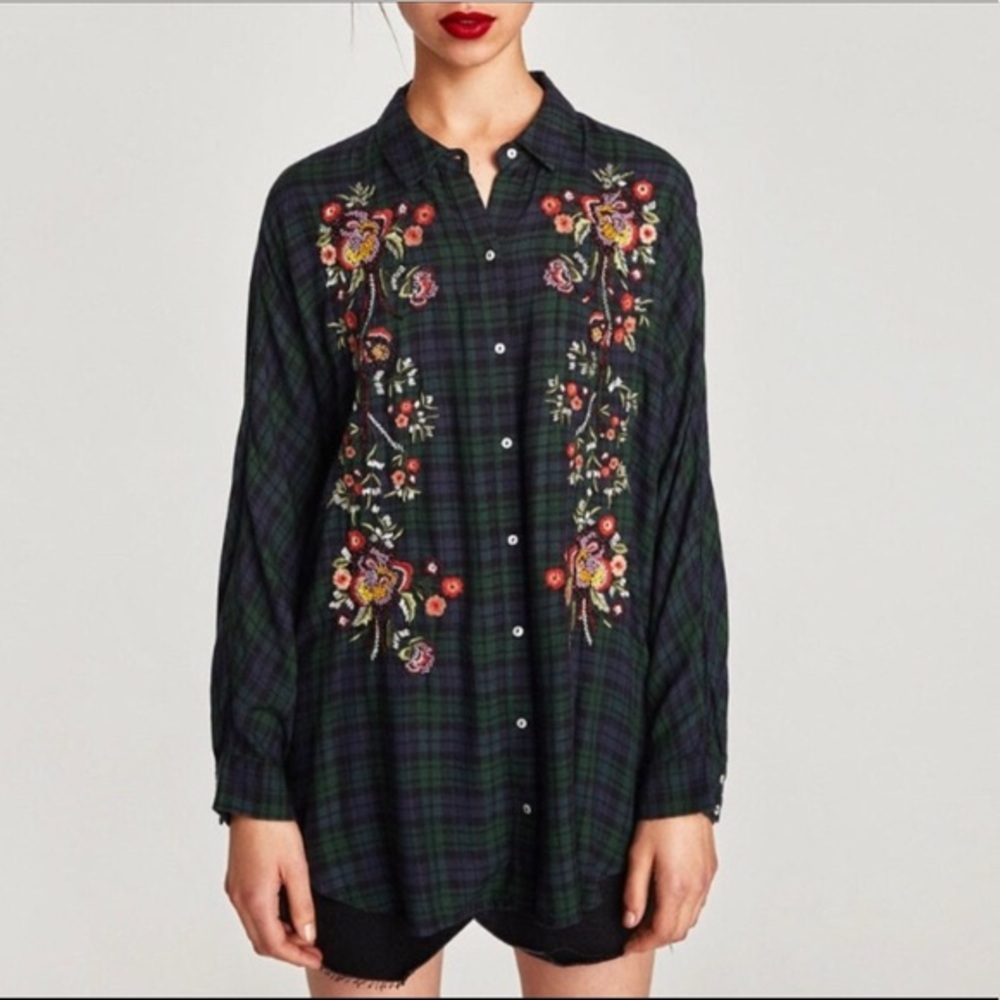 Zara Embroidered Flannel with Embellishments